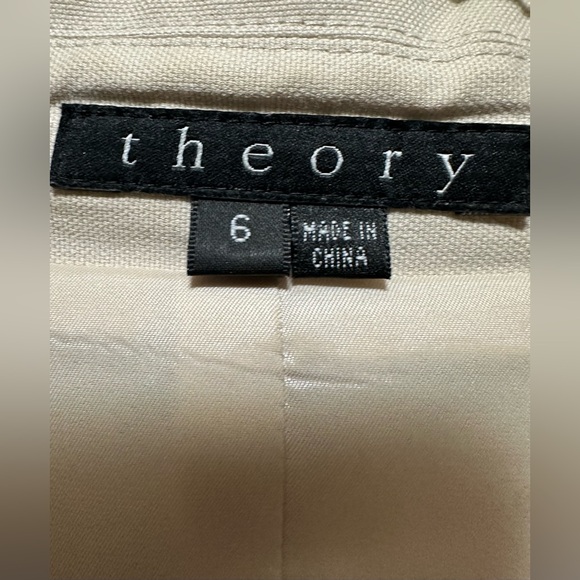 Theory Maricela Cream/LT Beige Women's 2 Button Cotton/Spandex Blazer(6) - Picture 4 of 8